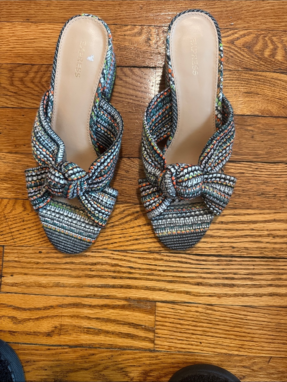 Express Multicolor Knotted Slide Mules